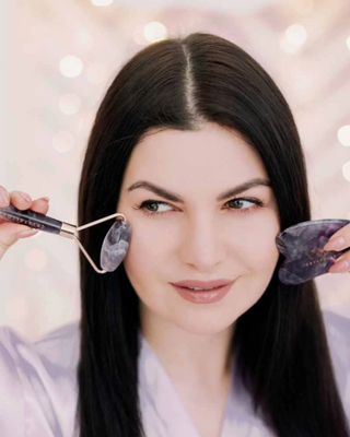 Crystallove Rollenmassagegerät mit Amethyst, Harmoniestein, beruhigend und beruhigend - 2