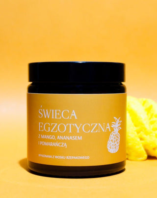 Exotische handgefertigte Rübenkerze mit dem Duft von Mango, Ananas und Mglife-Orange - 2