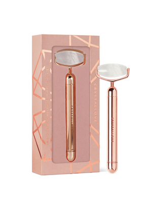Pulsationsrolle aus dem Bergkristall zur Gesichtsmassage, Rose Gold Crystallove