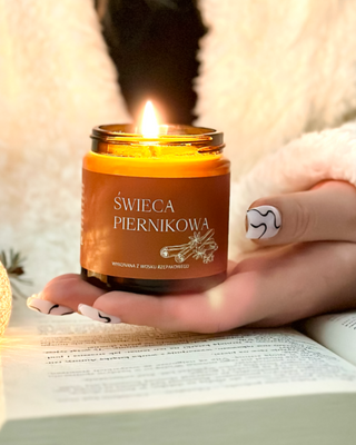 Lebkuchenkerze aus Rapswachs mit Ölen und Docht aus 100% Mglife Baumwolle - 2