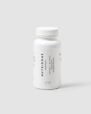 Magnesium + B6 Forte -Tabletten für Beinkontraktionen, Kälber, Müdigkeit und Stress Nutridome 60 Kapseln