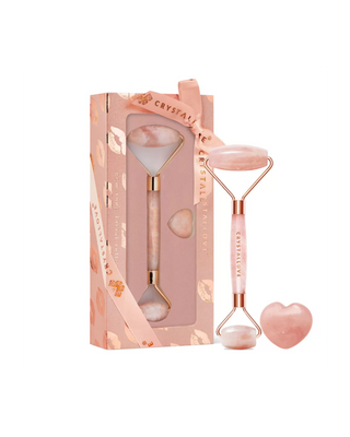 Gesichtsmassagegerät mit rosafarbenem Crystallouper Liebesstein Selflove Set Crystallove