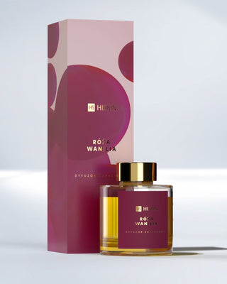 Duftdiffusor in einer Glasflasche mit natürlichen Rattanstäben mit dem Aroma von Rose und Vanille HiSkin - 1