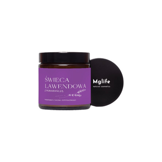 Lavendel mit orangefarbener Rübenwachskerze mit Docht aus 100% Mglife Baumwolle - 3