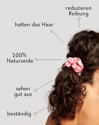 Set Haargummis Twisty aus 100% Naturseide - rosa, creme, rot 3 Stück. - 4