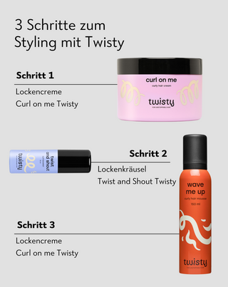 Set aus Creme + Mousse + Booster zur Pflege und zum Stylen von lockigem und welligem Haar Twisty - 3