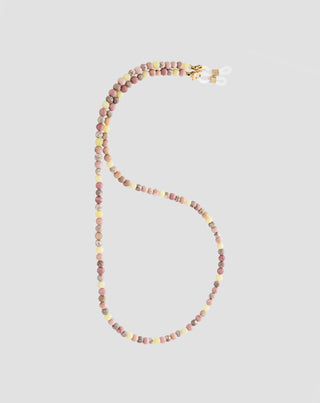 Brillenkette mit Natursteinen rosa und Zitrone Jade Mys