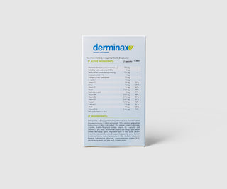 Tabletten gegen Akne, Pickel und Hautunreinheiten mit Zink, Vitamin C, E und B2 Derminax