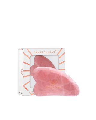 Gua Sha Gesichtsmassageplatte mit rosa Kristall - Crystallove Liebesstein - 1