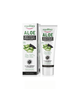 Zahnputzgel mit Aktivkohle aus Kokosnussschalen und Equilibra Aloe Vera