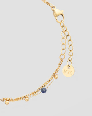 Vergoldetes Armband mit natürlichen Lapislazuli-Steinen Mys-2