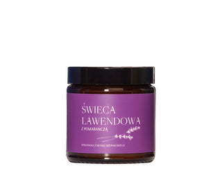 Lavendel mit orangefarbener Rübenwachskerze mit Docht aus 100% Mglife Baumwolle - 1