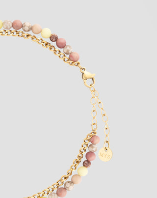 Naturstein-Armband rosa und Zitrone Jade Mys-2