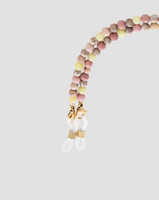 Brillenkette mit Natursteinen rosa und Zitrone Jade Mys