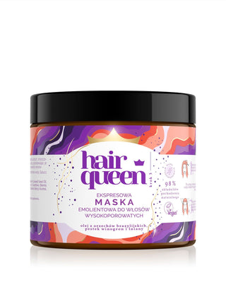 Glättende Weichmacher-Maske für hochporöses Haar mit natürlichen Hair Queen Ölen