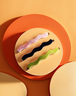 Set gewellte Haarnadeln - grün, schwarz, rosa Twisty 3 Stück - 5