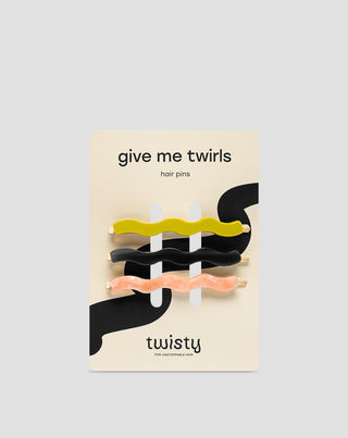 Set gewellte Haarnadeln - grün, schwarz, rosa Twisty 3 Stück - 1
