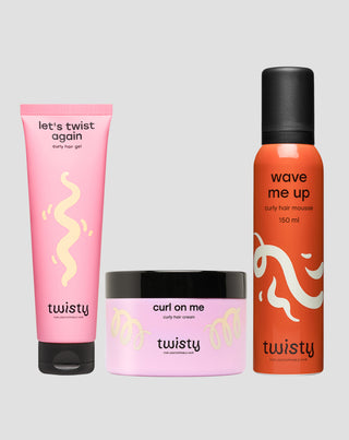 Set aus Lockencreme + Schaum + Stylinggel für die Pflege und das Styling von lockigem und welligem Haar Twisty - 1