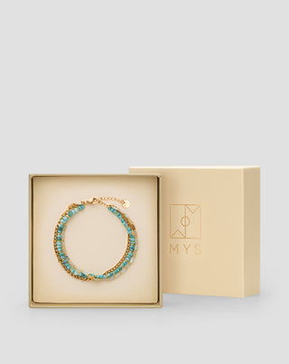 Vergoldetes Armband mit Natursteinen Afrikanischer Türkis und Amazonit Mys-3