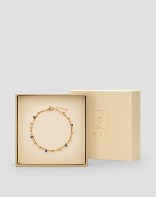 Vergoldetes Armband mit natürlichen Lapislazuli-Steinen Mys-3