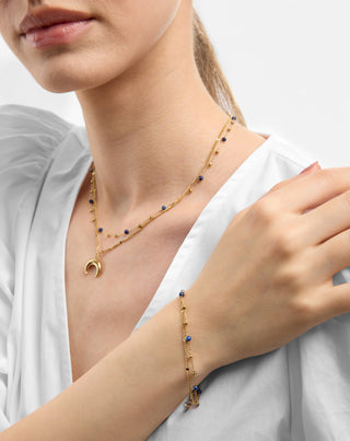 Vergoldetes Armband mit natürlichen Lapislazuli-Steinen Mys-1