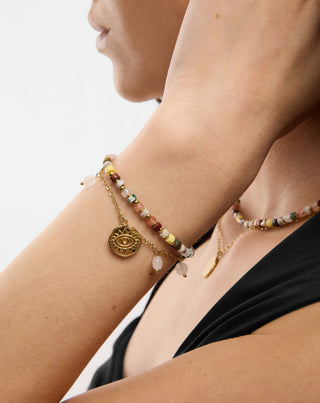 Armband mit Natursteinen Achat, Maifan, Jaspis, Jade und Aventurin Mys-2