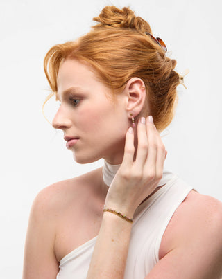 Vergoldetes Armband mit Natursteinen rosa und Zitronenjade Mys