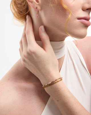 Vergoldetes Armband mit Natursteinen rosa und Zitronenjade Mys