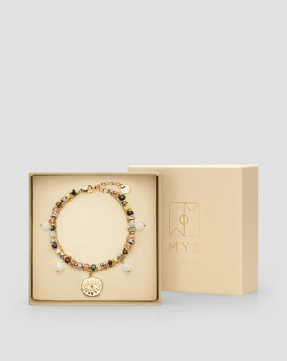 Armband mit Natursteinen Achat, Maifan, Jaspis, Jade und Aventurin Mys-4