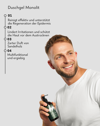 Duschgel für Männer mit Aloe mit dem Duft von Sandelholz Monolit - 3