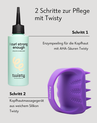 Silikonisches Massagegerät-Set + Enzympeeling zur Reinigung und Stimulierung der Mikrozirkulation der Kopfhaut Twisty - 4