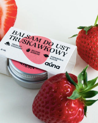 Erdbeer-Lippenbalsam, der die Farbe der Lippen betont und Auna Glanz verleiht - 4