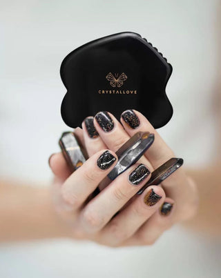 Gua Sha Gesichtsmassageplatte mit Great Power Stone Obsidian Crystallove - 2