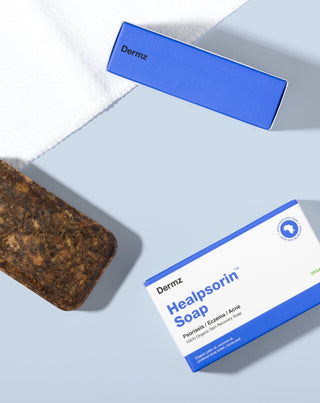 Afrikanische schwarze Seife gegen Akne, Schuppenflechte und Ekzeme Healpsorin Dermz