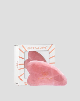 Gua Sha Gesichtsmassageplatte mit rosa Kristall - Crystallove Liebesstein - 1