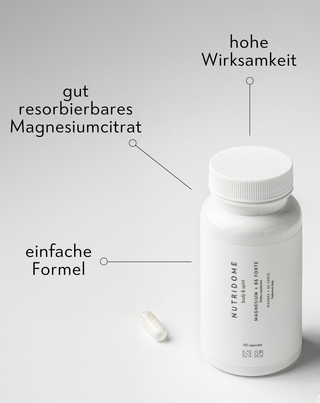 Magnesium + B6 Forte Magnesiumcitrat gegen Wadenkrämpfe, Muskelkrämpfe, Müdigkeit und Stress Nutridome 60 Kapseln