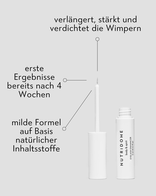 Nutridome Wimpernserum mit verdichtender, verlängernder und stärkender Wirkung