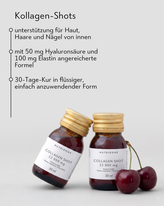 Flüssige Kollagen-Shots 12.000 mg mit Vitaminen Nahrungsergänzungsmittel Nutridome 30 x 30 ml