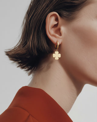 Vergoldete Creolen mit Kleeblatt & Ear Cuff Ohrring-Set Mys-4 - 3