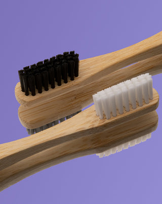 Bambuszahnbürste mit Polyester, schwarze Borsten geeignet für Veganer Smilebite - 3