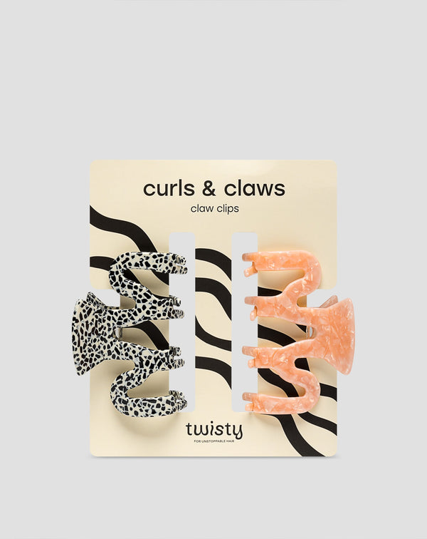 Set mit großen Haarklammern - rosa und marmoriet Twisty 2 Stück