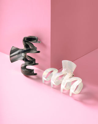 Set mit großen Haarklammern - Perle und schwarz Twisty 2 Stück - 4