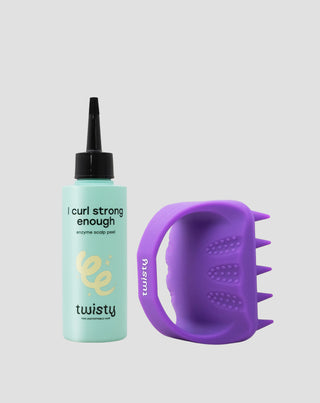 Silikonisches Massagegerät-Set + Enzympeeling zur Reinigung und Stimulierung der Mikrozirkulation der Kopfhaut Twisty - 1